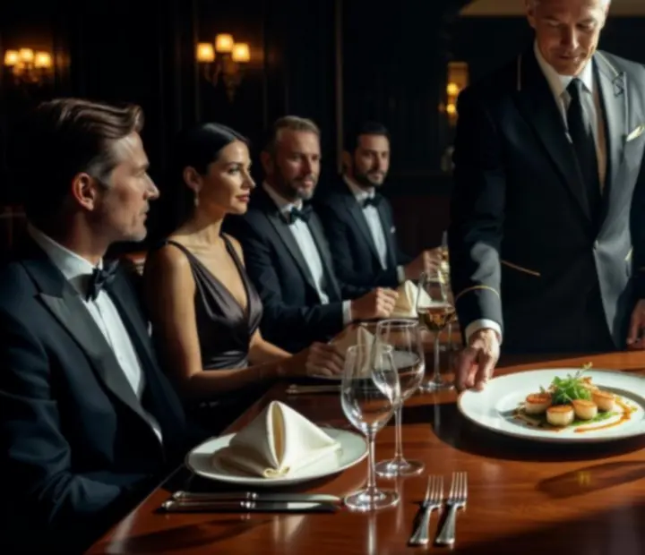 Šéfkuchař restaurace Gather Housse připravuje servírování prémiového menu pro soukromou akci.